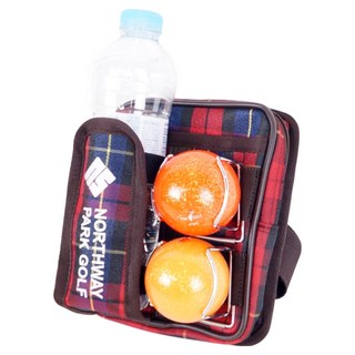 일본 노스웨이 파크골프 전용 허리 파우치 파크골프공 생수통 수납, A타입_빨강체크파우치, 1개