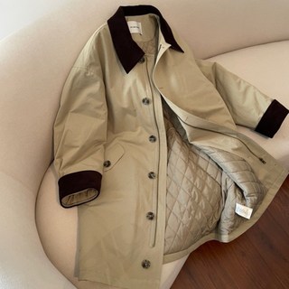 비아이와이 여성 코듀로이 칼라 하프 루즈핏 패딩 트렌치코트 DH1200