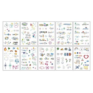 미니 타투스티커 레터링 귀여운 손가락 발목 포인트 타투 행사 귀여운 일회용 소녀 글자 문신 캐릭터, 10개, 핑거미니타투B