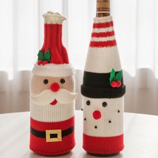 류블류샵 크리스마스 와인 커버 2종 세트, 산타 + 눈사람, 1세트