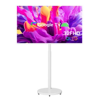 무빙큐빅스 스마트 32인치 FHD QLED 삼탠바이미 X1시리즈 화이트에디션 셋트 이동식 tv 거치대 스탠바이미 삼텐 중소바이미, 고객직접설치, 스탠드형, 81cm/32인치