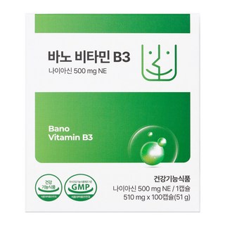 바노 비타민 고용량 B3 500mg (미국산 니코틴산아미드 나이아신아마이드) 100캡슐, 1박스, 100정
