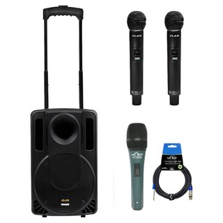 JLAB 블루투스 이동식 앰프 스피커 충전식 행사용 MK-130Q 무선 핸드마이크 2개 [유선마이크+케이블]