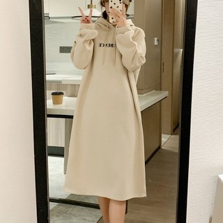 디한스 임산부 기모 롱 후드원피스