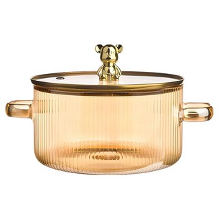 양수 내열 유리 냄비 뚜껑 세트 1.7리터 골드 곰돌이 포인트 손잡이 양손 핸들 직화 투명 원형, R99897A(1.7L 뚜껑포함, 1세트, 15x15.5x23cm