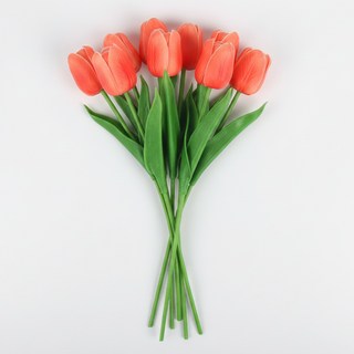 인조 조화 튤립 9송이 세트, 1개, 오렌지 9송이