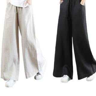 BLACK K7 1+1 춘추 면마 캐주얼 바지 하이웨스트 와이드 일자 와이드 팬츠