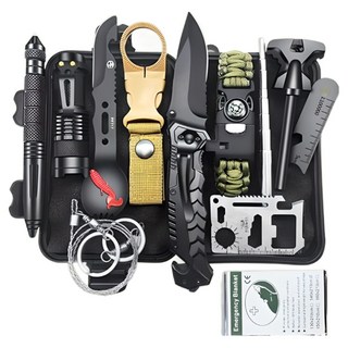 서바이벌 12종 생존키트 생존가방 야영 캠핑 비상용품 재난대비, 1세트