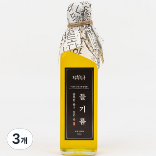 저온압착 살짝 볶은 건강 들기름 통들깨 100% 장수친구, 3개, 300ml