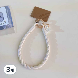 해피유 곰돌이 스마트폰 손목 스트랩, 3개, 화이트