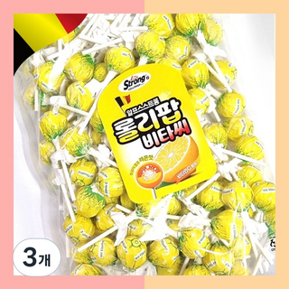 알프스스트롱 롤리팝비타씨 대용량 레몬맛 막대 사탕, 3개, 1000g
