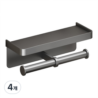 다이나토리 무타공 화장실 휴지걸이 선반형, 4개, 더블-그레이