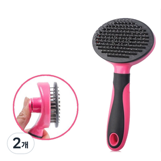 모아펫 반려동물 브러쉬 원터치 슬리커, 로즈, 2개