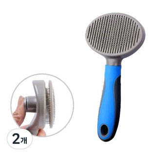 모아펫 반려동물 브러쉬 원터치 슬리커, 블루, 2개
