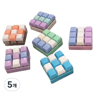 키보드 키캡 스트레스 풀기 열쇠고리 마카롱 컬러 무등형, 5개, 아홉