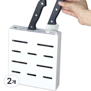 초강력 무타공 벽걸이 칼꽂이 201 스텐 칼집, 2개, 화이트