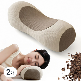 Norvee 3D 인체공학 거북목 완화 메밀 경추베개 수면개선 통기성 베개, 2개, 아이보리