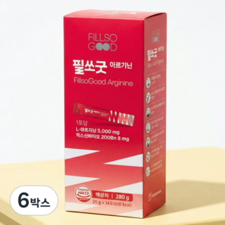고함량 L 아르기닌 5000mg 시트룰린 오르니틴 항산화 에너지 부스터 액상스틱 필쏘굿, 6박스, 14회분