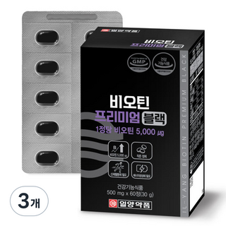 일양약품 비오틴 프리미엄 블랙 영양제 30g, 60정, 3개