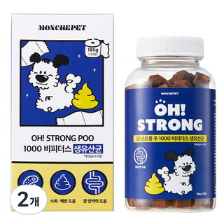 대용량/동물병원 입점 몽셰펫 강아지 생유산균 영양제, 2개, 장건강/유산균, 120정