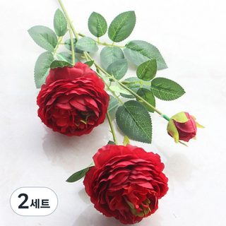 레디박스 풍성한 조화 모란 꽃다발 성묘 인테리어용 21송이, 레드, 2세트
