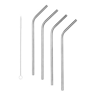 브리니클 스테인레스 곡선 빨대 4p + 세척전용솔 세트, 1세트, 4개입