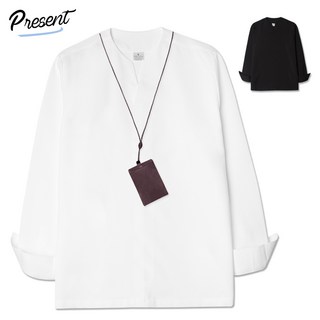 오마보이 남성용 브이 트임 무지 오버핏 셔츠 [MS]