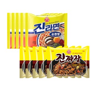 오뚜기 진짜장 5개 + 오뚜기 진라면 순한맛 5개, 10개