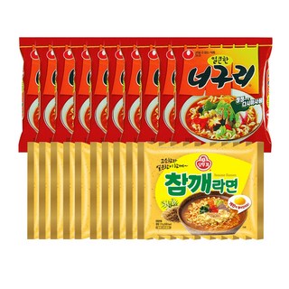 오뚜기 참깨라면 10개 + 농심 너구리 얼큰한맛 10개, 1개