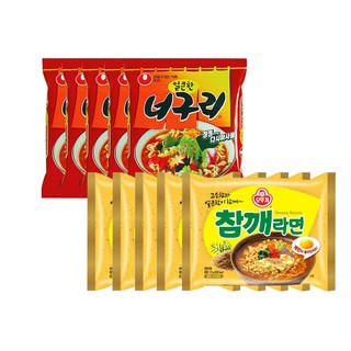 오뚜기 참깨라면 5개 + 농심 너구리 얼큰한맛 5개, 1개
