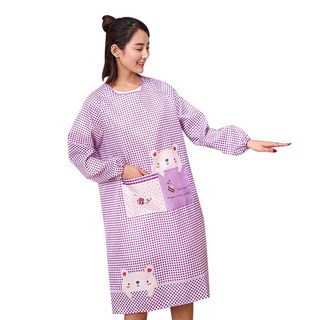 미다스리빙 김장용 앞치마 업소용앞치마 김장 긴팔 긴소매 생활방수 팔토시 일회용 앞치마, 김장용 베어 앞치마(퍼플), 1개