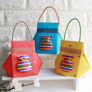 [잼잼아트] 색동 복주머니 종이접기(5인), 노란색