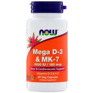 나우푸드 메가 D-3 5000lU & MK-7 180mcg 베지 캡슐, 60정, 1개