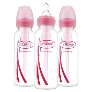 닥터브라운 내로우 보틀 젖병 236.6ml 3개입, 0m+, Pink, 1세트