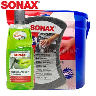소낙스 세차샴푸 그린레몬-1L 5종세트+금액별사은품 그린레몬-1L+멀티스펀지+멀티바스켓+초극세사타월-레드+초극세사대형타월, 1개