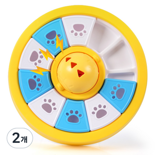 포업 반려동물 강아지 노즈워크 지능개발 퍼즐간식토이 원형 장난감, 2개, 노란색