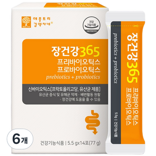 애플트리김약사네 장건강365 프리/프로바이오틱스 2주분 1박스 비피더스 유산균, 77g, 6개