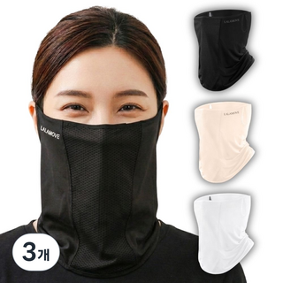 라라무브 UV 자외선 차단 스포츠 마스크, 블랙, 3개
