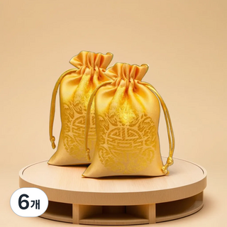 오어브랜드 다용도 복주머니, 6개, 노랑