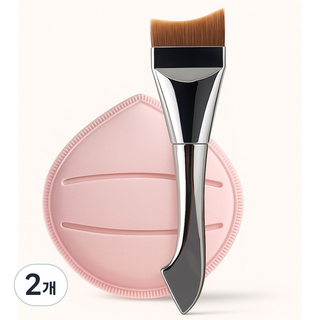 소온 (SO:ON) 파운데이션 스파츌라 브러쉬 쫀쫀퍼프 듀오, 2개, 브러쉬 퍼프 듀오