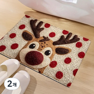 락톡마켓 크리스마스 애니멀 5종 발매트 빨아쓰는 욕실 미끄럼방지 욕실매트, 2개, 루돌프