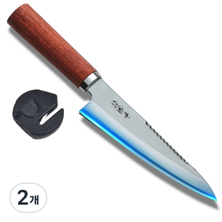 묘켄묘 비늘제거 일본 명인 회칼 고급 사시미칼, 2개, 퓨어스텐