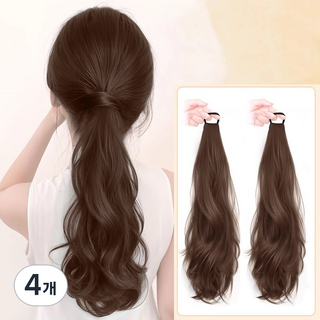 상덕 포니테일가발 머리끈 가발 (똥머리가능) 50CM, 4개, 라이트브라운