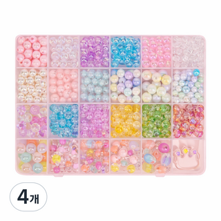 비즈놀이터 비즈공예세트 비즈팔찌만들기 DIY키트, 4개, 반짝믹스 24칸