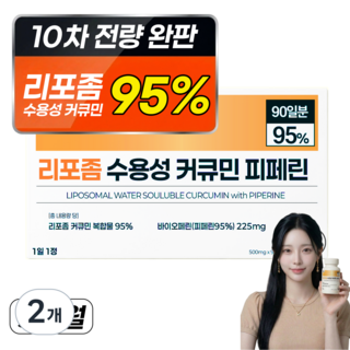 강황 수용성 리포좀 커큐민 피페린 100% 인도산 식약처 인증 haccp 바이오페린 비엔엘, 2개, 90정