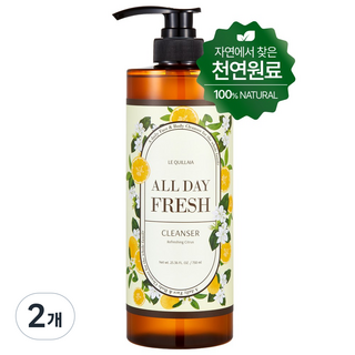 [홈쇼핑완판템] 르퀼라야 자연유래 약산성 올데이 프래쉬 바디클렌저 바디워시 천연바디워시 플로럴, 2개, 750ml