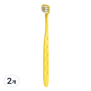 엠디비 유아용 3D 칫솔 / 혀클리너 겸용, 옐로우, 2개, 1개입