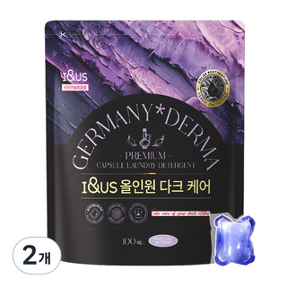 아이앤어스 올인원 독일 BASF 다크케어 캡슐세제 (손상된 섬유 복원 색상 복원), 2개, 100개입