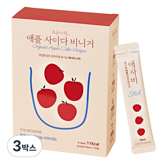 조은나래 스틱 유기농 애사비 천연 발효 사과 식초 애플사이다비니거, 3박스, 225ml