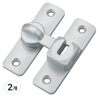 내집클로버 세이프락 무타공 문 이중 잠금장치 걸쇠, 2개, 실버